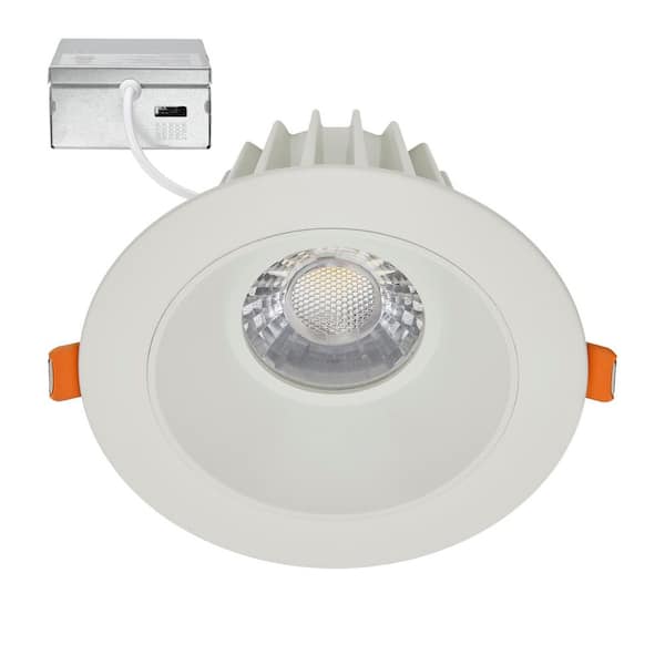 4 in. Slim Round Recessed Anti-Glare LED Downlight, Stone Gray Trim, Canless IC Rated, 1200 Lumens, 5 CCT 2700K-5000K