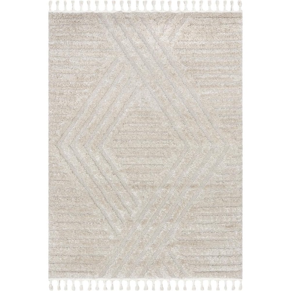 nuLOOM Risette Ivory 8 ft. x 10 ft. Solid Shag Area Rug OZDN19E-8010 ...