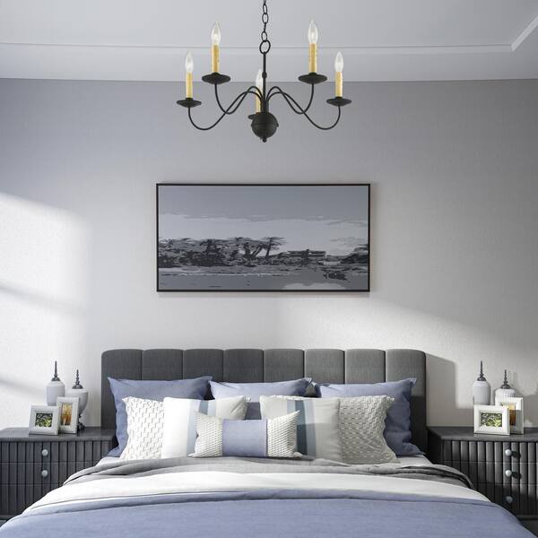 AVIANCE LIGHTING Archwood 5-Light Black Chandelier with Drip AVIANCE LIGHTING Archwood 5-Light Black Chandelier with Drip
