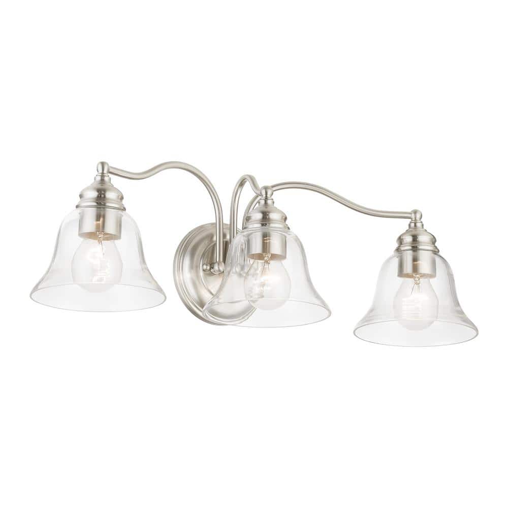 Moreland Brushed Nickel 3-Light Vanity Sconce with Handblown Glass