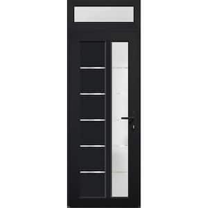 8088 30 in. W. x 94 in. Left-hand/Inswing Frosted Glass Matte Black Metal-Plastic Steel Prehung Front Door with Hardware