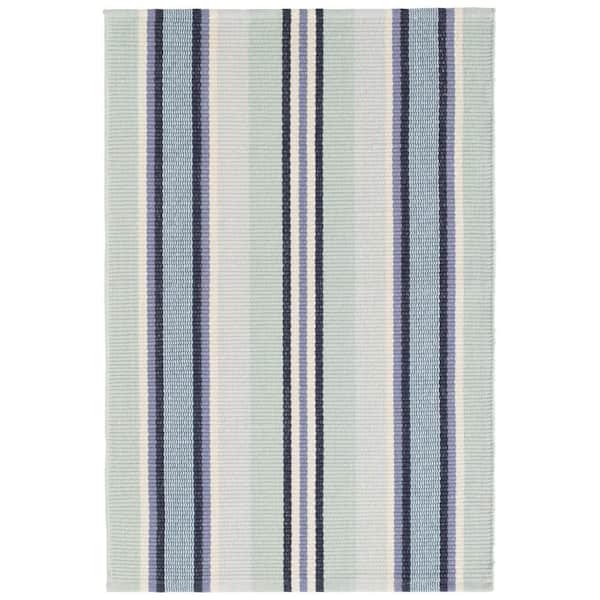 Barbados Stripe Handwoven Cotton Blue 5 ft. x 8 ft. Indoor Area Rug