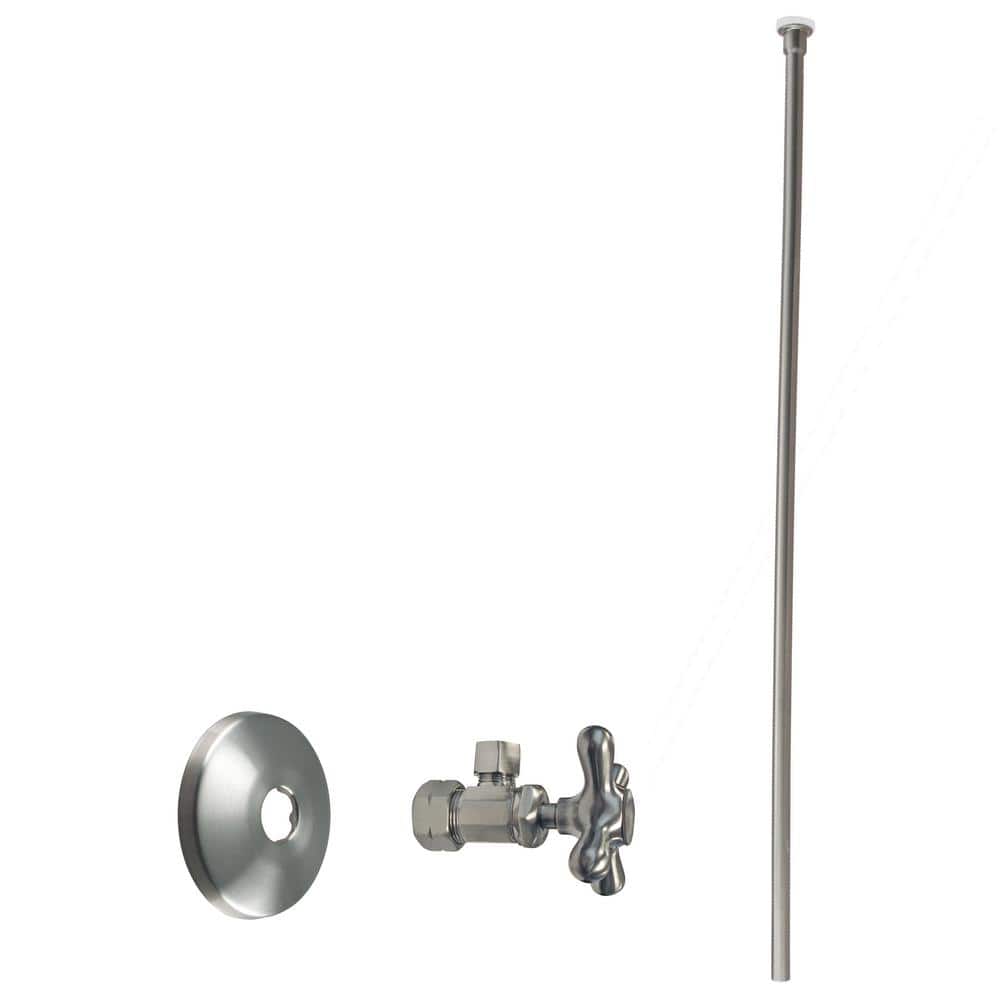 5/8 in. x 3/8 in. OD x 20 in. Flat Head Toilet Supply Line Kit with Cross Handle Angle Shut Off Valve, Satin Nickel price history on PriceWatchPro