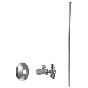 5/8 in. x 3/8 in. OD x 20 in. Flat Head Toilet Supply Line Kit with Cross Handle Angle Shut Off Valve, Satin Nickel