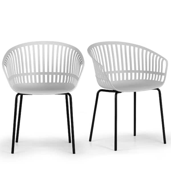 Glamour Home Barras Gray Plastic Slatted Back Dining Chair Set of 2 Included