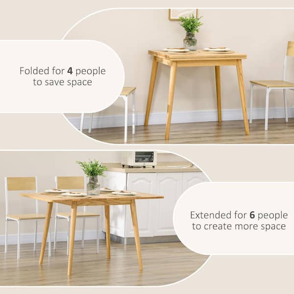Modern Folding Dining Table Extendable for Small Spaces in Natural