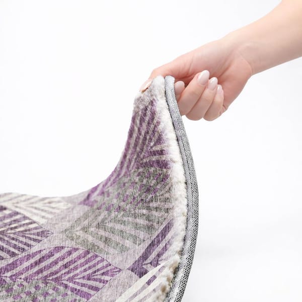 Dream Shag Premium Machine Washable Abstract ADS744 Purple 5 ft. x 7 ft. 6 in. Area Rug