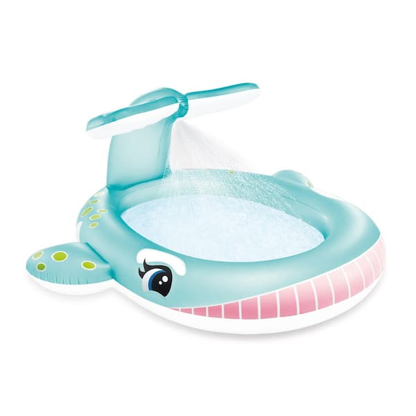 Intex 79 in. x 77 in. x 36 in. Inflatable Whale Spray Kiddie Pool for Kids 2+