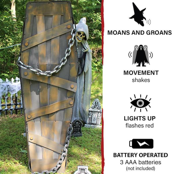 Haunted Hill Farm 62 in. Battery Operated Animated Shaking Coffin ...