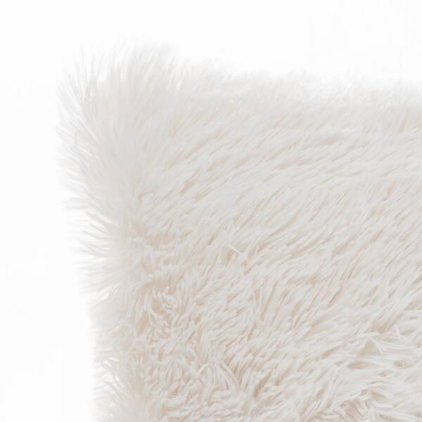 white shag throw pillow