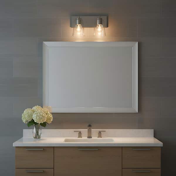 Miles 12 in. W x 8 in. H 2-Light Brushed Nickel Dimmable Medium Bathroom Vanity Light with No Bulbs Included
