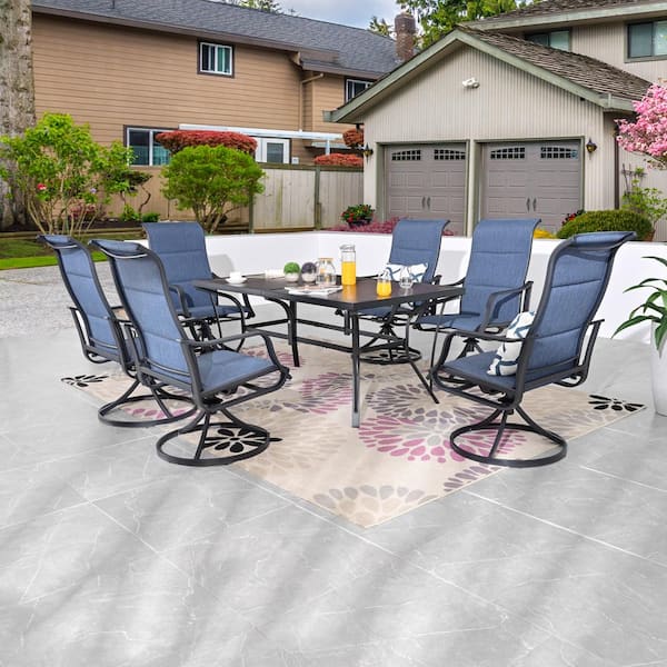TOP SPACE 7-Piece Metal Bar Height Outdoor Dining Set