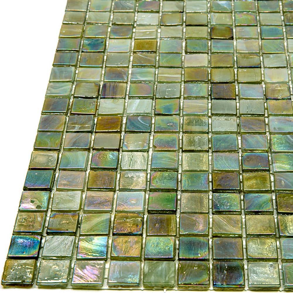 Skosh Glossy Green and Brown Glass Mosaic Tile