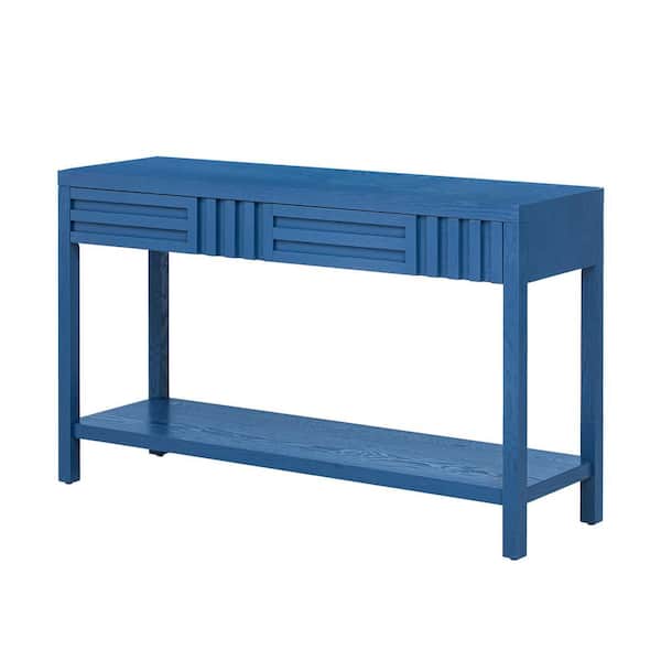 51.3 in. W x 15.8 in. D x 31.9 in. H Bathroom Navy Blue Linen Cabinet