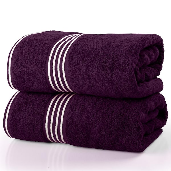 Bath Towels-2PC 500GSM 100% Cotton Towel Set- 35 x 70 in. Extra Large Quick Drying Bath Towel, Purple