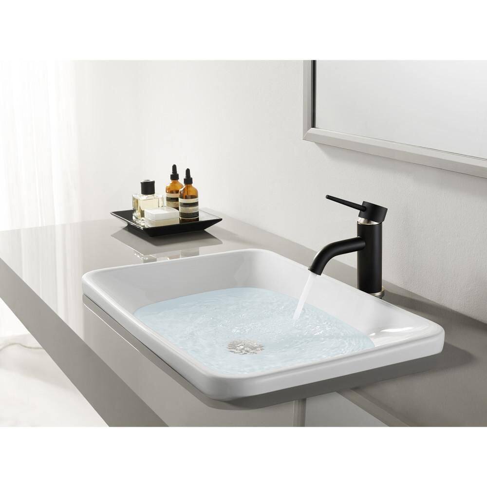Matte Black and Brushed Nickel Single Hole Bathroom Faucet