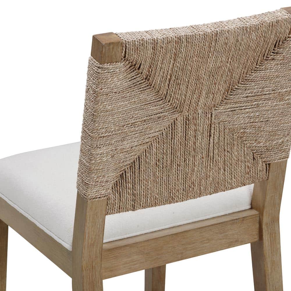 Beacon Bohemian Seagrass and Boucle Counter Height Bar Stools, Set of 4