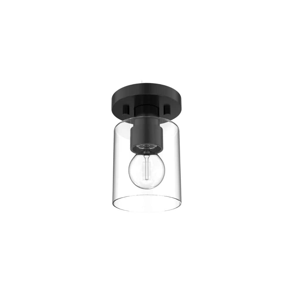1-Light Matte Black Semi-Flush Mount Ceiling Light with Clear Glass Shade price history on PriceWatchPro