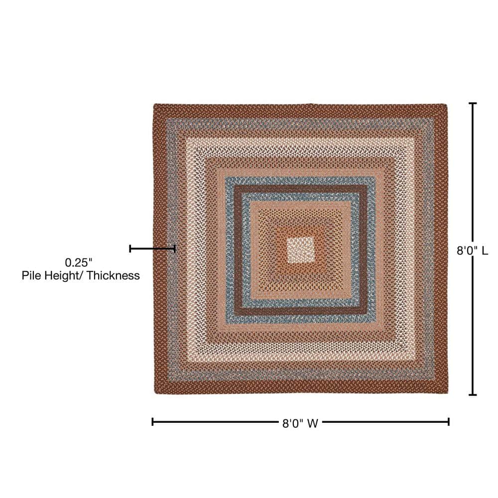 Handmade Square Blue and Brown Braided Area Rug