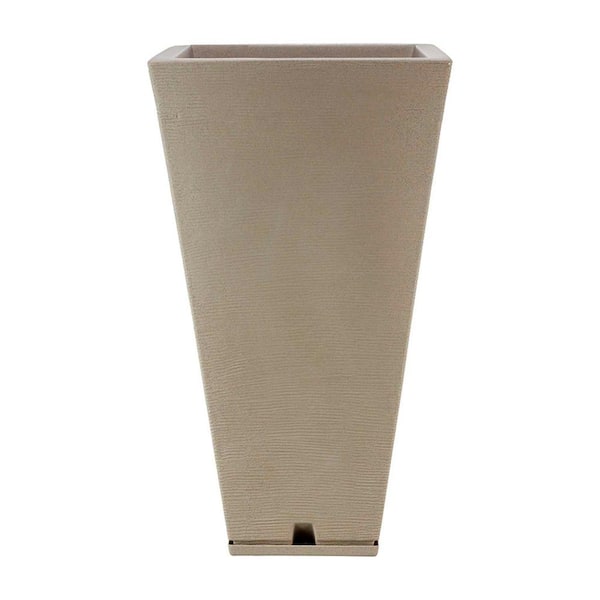 FLORIDIS Zurique Large Beige Stone Effect Plastic Resin Indoor and Outdoor Planter Bowl