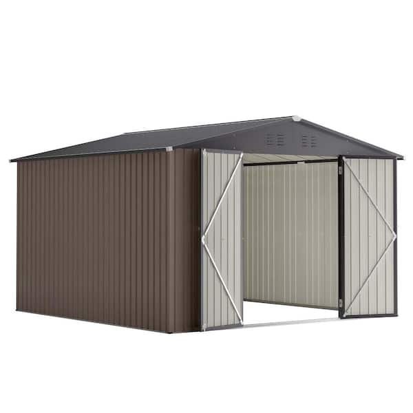 10 ft.W x 10 ft.D Outdoor Metal Storage Shed, Tool House with