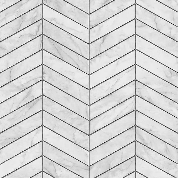 LILLIAN AUGUST 30.75 sq. ft. Luxe Haven Calcutta and Charcoal Marbled Chevron Vinyl Peel and Stick Wallpaper Roll