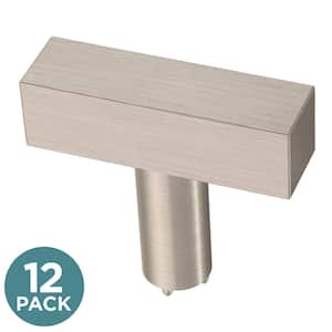 Square Bar 1-1/2 in. (32 mm) Satin Nickel Cabinet Knob (12-Pack)