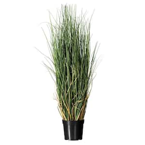 24 in. PVC Green Artificial potted Curled Grass