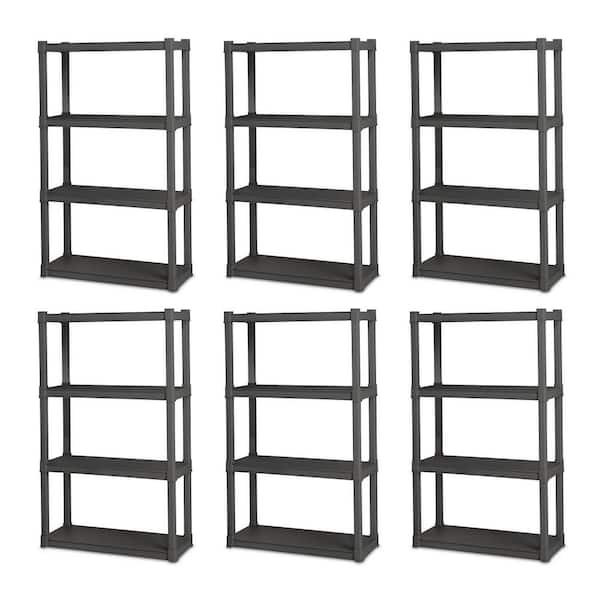 14.375 in. x 57 in. x 34.5 in. 4-Shelf Durable Solid Surface Shelving Unit, Gray (1-Piece, 6-Pack)