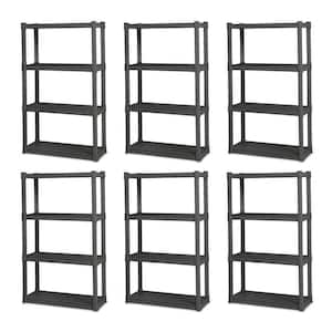 14.375 in. x 57 in. x 34.5 in. 4-Shelf Durable Solid Surface Shelving Unit, Gray (1-Piece, 6-Pack)