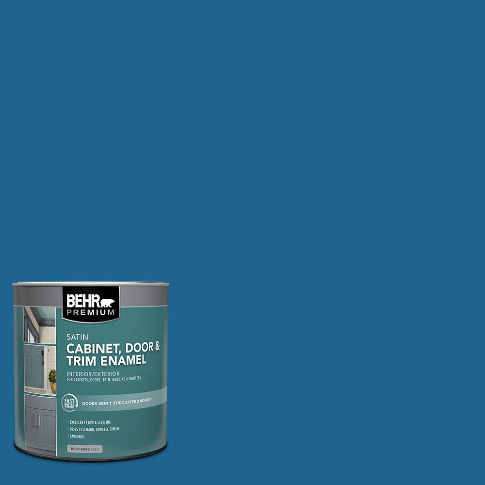 BEHR PREMIUM 1 qt. #MQ5-57 Traditional Blue Satin Enamel Interior ...