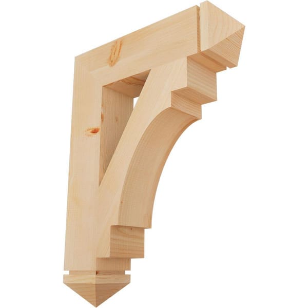 Ekena Millwork 5-1/2 in. x 34 in. x 26 in. Douglas Fir Merced Arts and Crafts Smooth Bracket