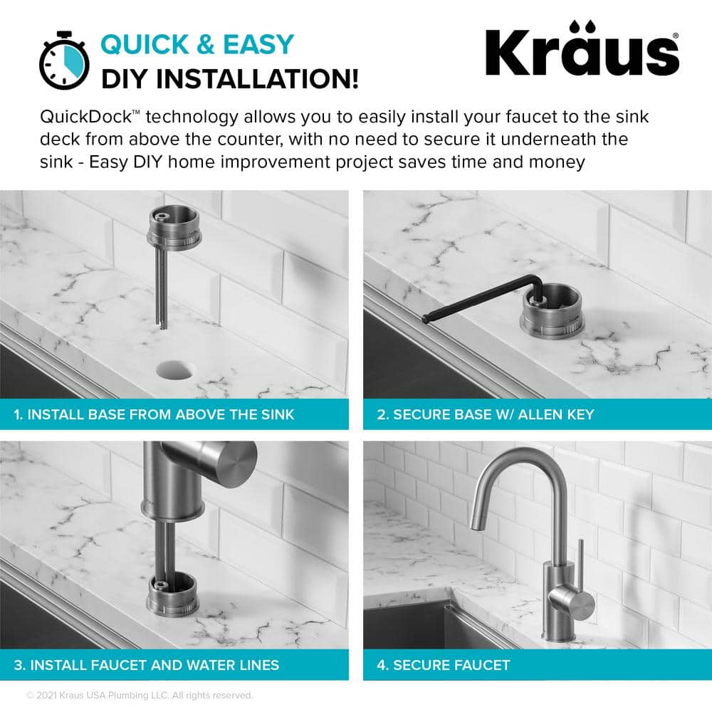 Matte Black Single Handle Kitchen Bar Faucet with QuickDock