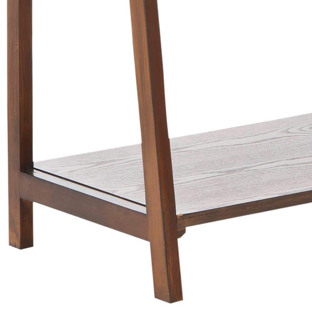Dark Teak 5-Tier Wall-Leaning Ladder Shelf
