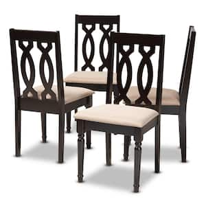 Cherese Sand and Espresso Fabric Dining Chair (Set of 4)