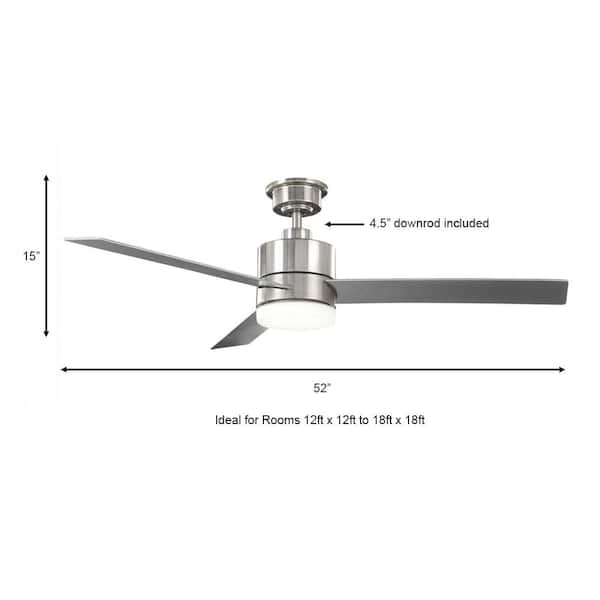 Integrated LED Brushed Nickel Ceiling Fan HAMPTON BAY Madison 52 in NEW! 