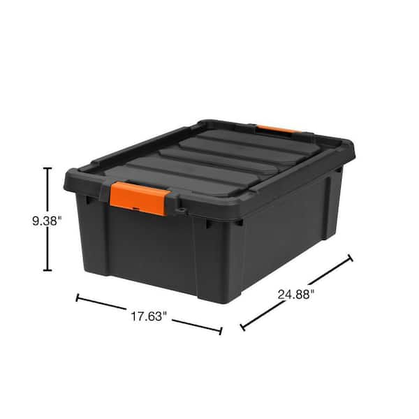 IRIS 4-Pack Large 11.75-Gallons (47-Quart) Black Heavy Duty Tote with  Latching Lid in the Plastic Storage Containers department at