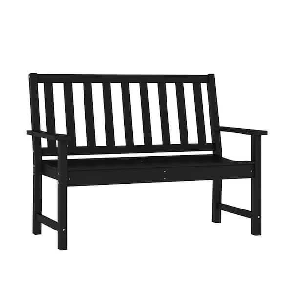 TAYLOR + LOGAN Ennis Black Plastic Patio Bench