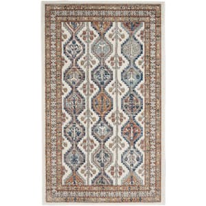 Concerto Ivory/Multi 3 ft. x 5 ft. Border Contemporary Kitchen Area Rug