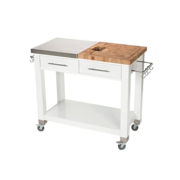 Chris & Chris Chef Stainless Steel Kitchen Cart With Chop & Drop System