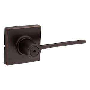 Ladera Venetian Bronze Bed and Bath Door Handle with Square Trim Featuring Microban Antimicrobial Technology with Lock
