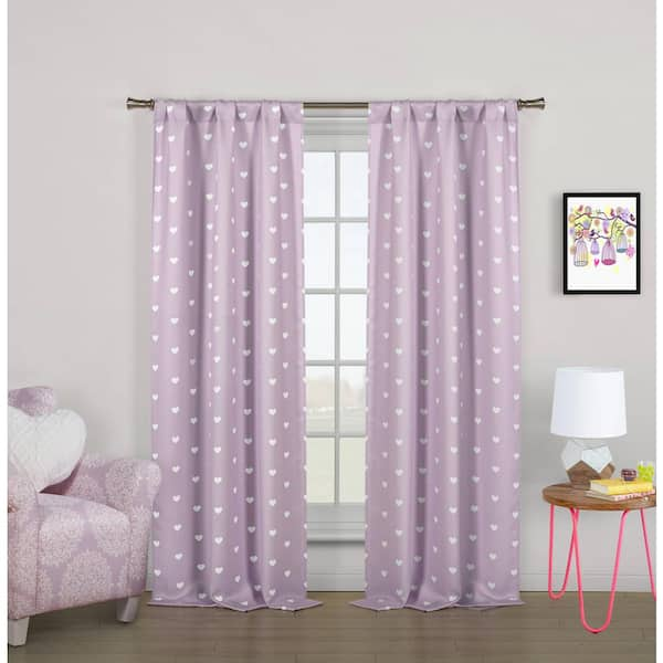 LALA + BASH Lilac Polka Dot Thermal Blackout Curtain - 37 in. W x 84 in. L (Set of 2)