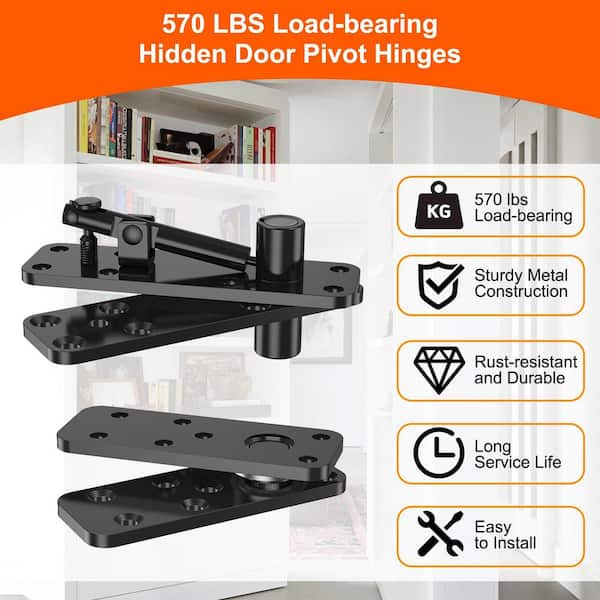 Afoxsos Solid Alloy Steel Black 570LBS Load-Bearing Hidden Door