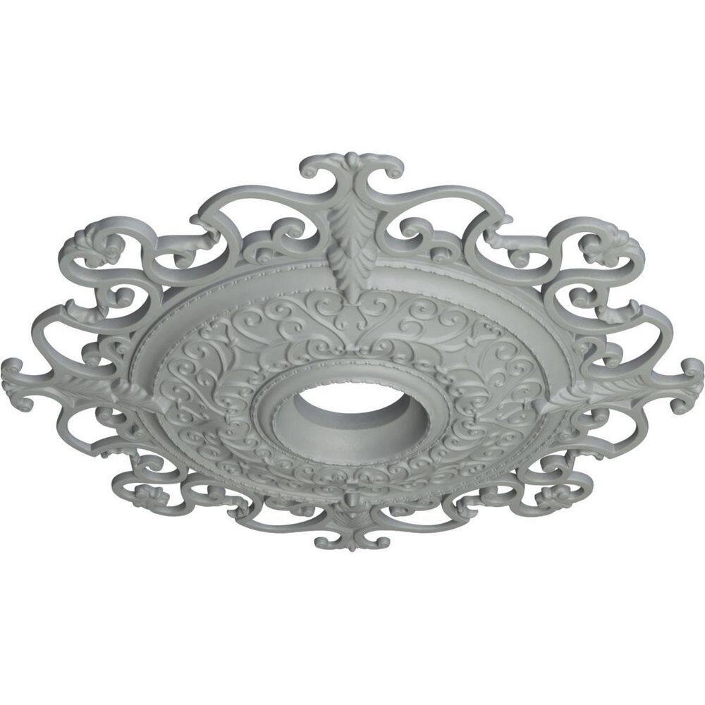 Primed Gray Round Traditional Wood Ceiling Medallion