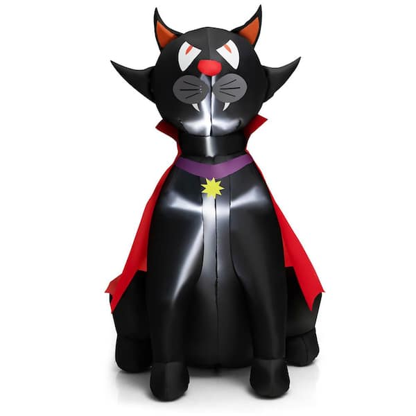 Costway 4.7 ft. Halloween Inflatable Vampire Black Cat with Red 