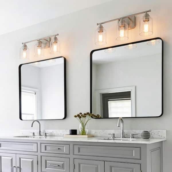 Flint Garden 22 in. 3-Light Brushed Nickel Bathroom Vanity Light