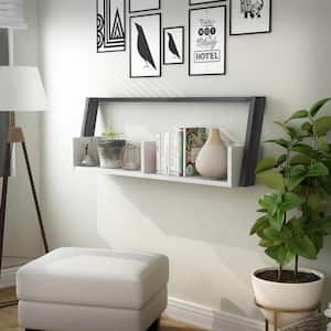 Addis 16.75 in. H Gray MDF Wood 2-Shelf Floating Accent Bookcase With 2-Tone Finish