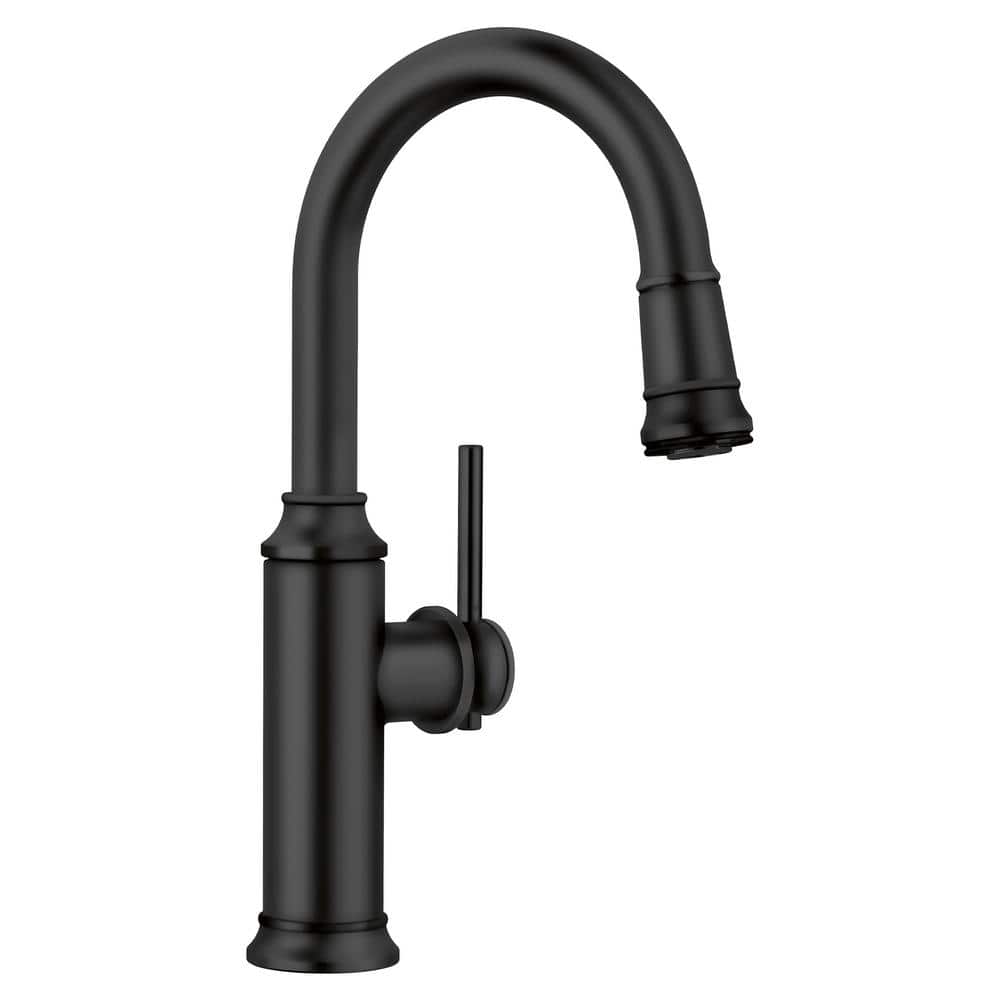 Blanco Empressa SingleHandle Gooseneck Bar Faucet with PullDown Sprayer in Matte Black 443025