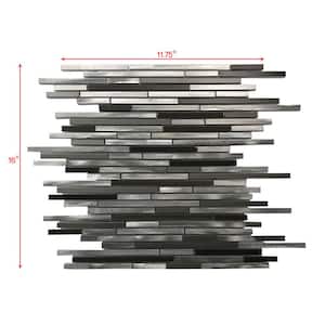 City Lights SF Gray Thin Linear Mosaic 12 in. x 16 in.Brushed Aluminum Metal Wall Tile (1.3 sq.ft/Each)