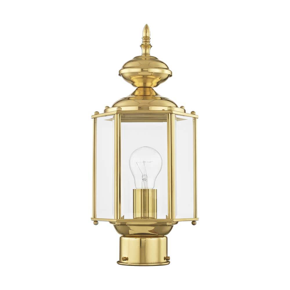 Polished Brass Outdoor Post Lantern with Clear Beveled Glass